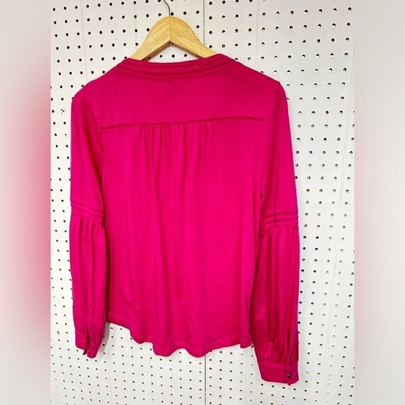 Ralph Lauren Pink Button Cuffed V-Neck Top - Picture 3 of 6